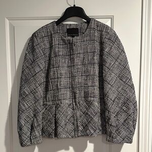 Banana Republic Black and White Checkered Peplum Blazer